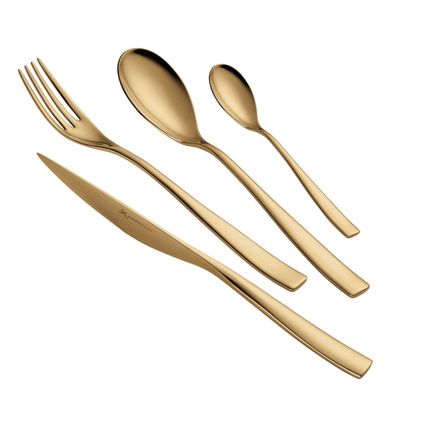 Ménagère de Service 24 Pièces en Acier 18/10 PVD Eme Etoile Or prezzo