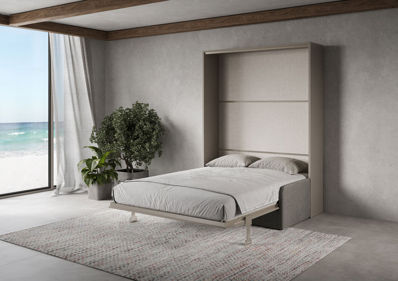 Letto Matrimoniale A Scomparsa 160 Versia Con Divano Argilla      