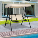 Dondolo 2 Posti 140x118x162 cm in Acciaio e Poliestere Beige