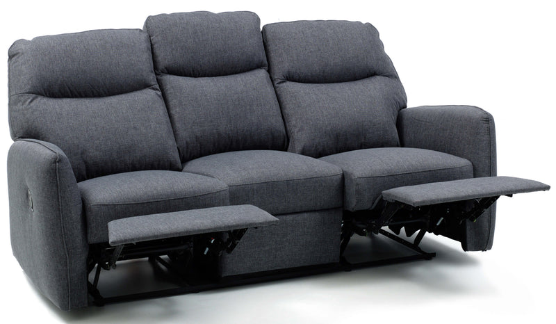 Divano 3 Posti Reclinabile Manuale in Tessuto Kube Blu