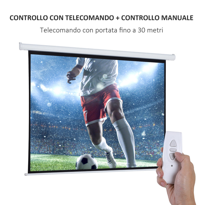 Schermo di Proiezione 100 Pollici Motorizzato Home Cinema Bianco 