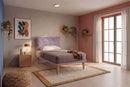 Letto Singolo con Rete Rivestita Microfibra Glicine Tessis Testata Soft Varie Misure