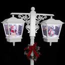 Lampione Natale con Luce LED Scena Natalizia Neve Motorizzata Musica 188 cm Bianc