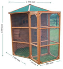 Voliera da Esterno Esagonale Ø2,3 m con Ingresso in Legno Naturale 