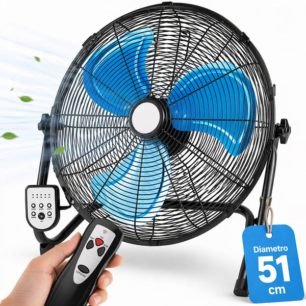 Ventilatore da Terra Pale Ø51 cm con Telecomando Silenzioso Inclinazione Regolabile Nero prezzo