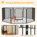 Box per Cani 164x164x80 cm a 8 Pannelli Modulabili con 9 Picchetti in Acciaio Nero      