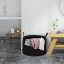 Cesto Portabiancheria Pieghevole con Manici 88L Ø56x35.5 cm in Cotone Naturale Nero 