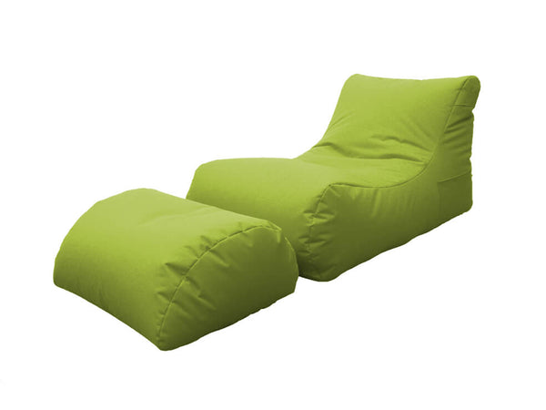 sconto Fauteuil Pouf Chaise Longue avec Repose-Pieds en Polyester Vert Avalli