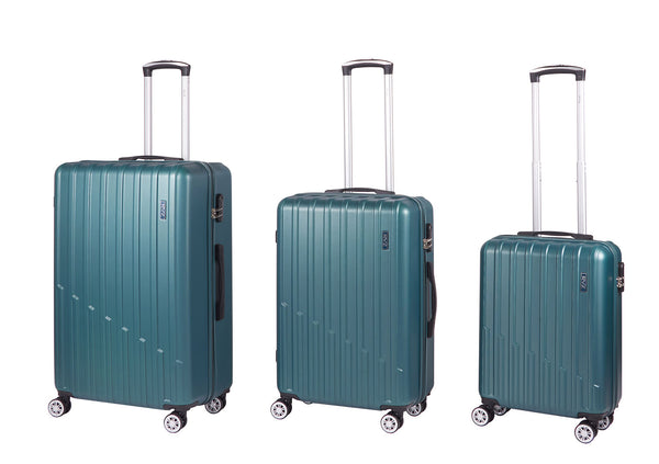 Set 3 Valigie Trolley Rigido 4 Ruote con Combinazione in ABS Ravizzoni Stelvio Verde Bottiglia online