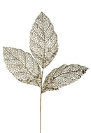 Set 6 Foglia con Glitter H76 cm Champagne