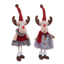 Set di 12 Alce H24 cm Natural/Rosso