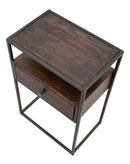Comodino Burn 45x30x66 cm in Legno di Acacia e in Ferro Marrone