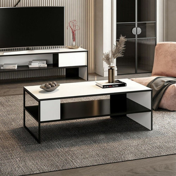 Table basse 120x60x42 cm Concord blanc et noir acquista