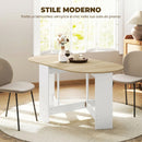 Tavolo Pieghevole per 6 Persone 163x80x75 cm con 2 Ribalte Ovale in Legno Color Legno      