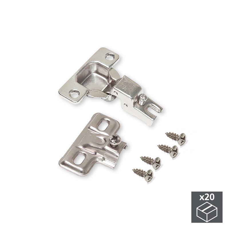 Cerniera a Scodellino 35 mm Collo Dritto 105 º con Basetta a Vite 20 Pezzi Emuca