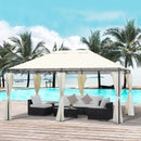 Gazebo Rettangolare con Struttura in Metallo Robusto e Teli Laterali Crema 4x3m 