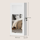 Specchio Portagioie 36,5x9,5x67 cm Armadietto con 2 Chiavi in Legno Bianco  