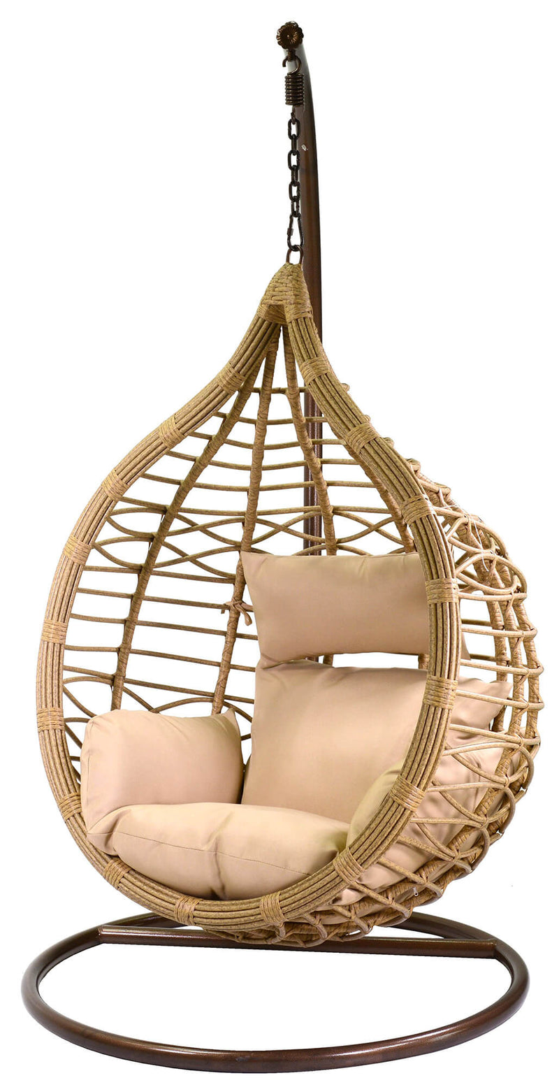 Amaca Dondolina da Giardino 98x70x128 cm in Polyrattan Renton Marrone