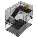 Gabbia per Criceti 3 Livelli con Ruota Rampe e Fondo Rimovibile 60x40x57 cm Nero  