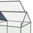 Gabbia per Conigli da Esterno 198x100x120 cm in Acciaio e Tessuto Oxford Verde e Argento