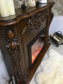 Camino Elettrico da Pavimento 116x150x33 cm Effetto Fiamma 1500W Artemida Noce