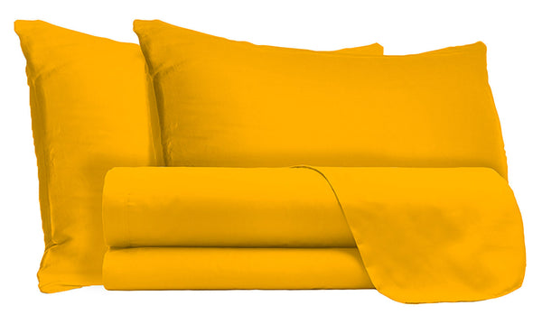 acquista Ensemble de draps doubles dessus et dessous et taies d'oreiller de couleur unie jaune