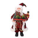 Babbo natale in tessuto damascato rosso con pacchi regalo cm xh30