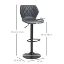 Set 2 Sgabelli Imbottite da Bar 44x50,5x90-110 cm in Similpelle Grigio
