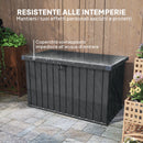 Baule Cassapanca da Esterno 124x66x72 cm da 400L in Acciaio Zincato con Serratura e 2 Chiavi Grigio Scuro   