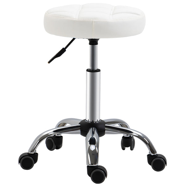 prezzo Set 2 Tabourets Pivotants à Roulettes Ø35,5x46-38 cm en Simili Cuir Blanc