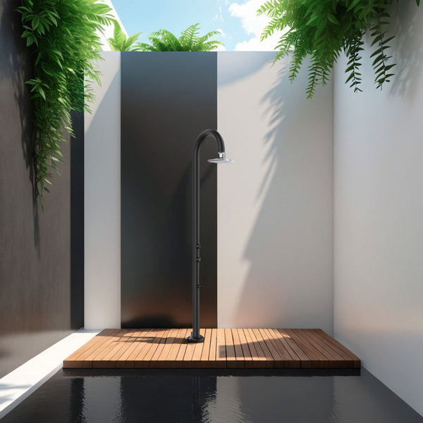 Doccia da Giardino in Alluminio Soffione LED Quadrato con Termometro LCD Sined Luna Alu Nero online