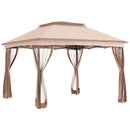 Gazebo Doppio Tetto Impermeabile con Zanzariere Marrone 3,25x3,25 m 