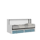Letto Singolo A Scomparsa Kando Con Divano Bianco Frassino e Azzurro      