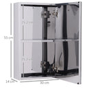 Specchiera Bagno 55x14x30 cm 1 Anta 2 Ripiani in Acciaio 