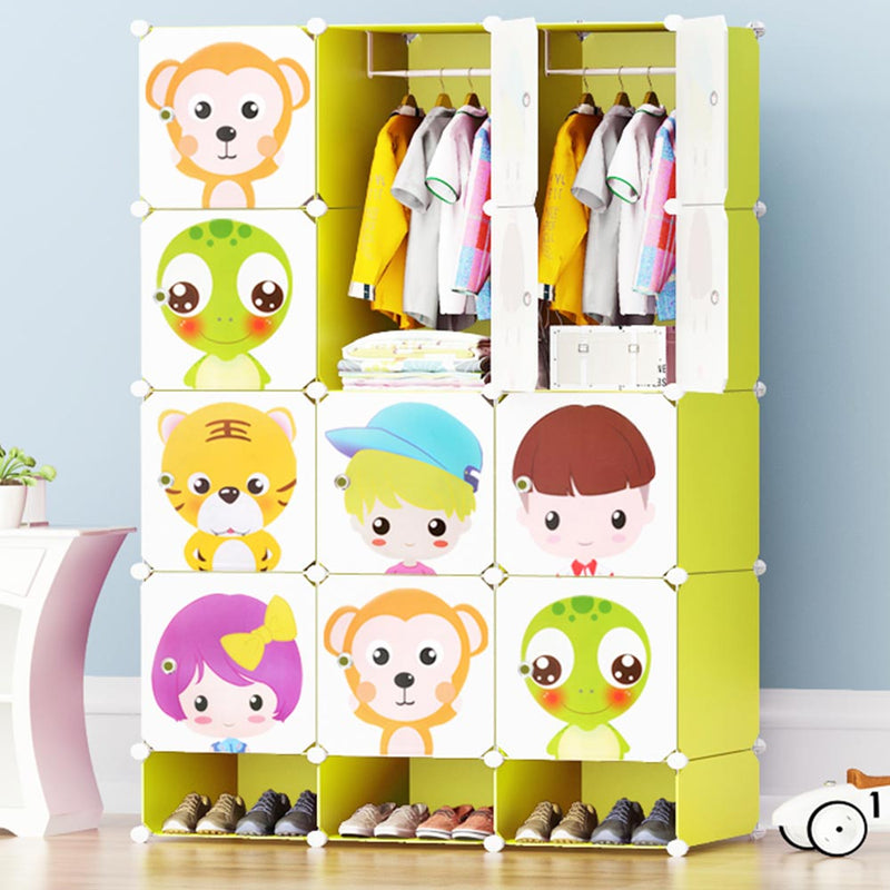 Armadio Guardaroba Modulare Cameretta Bambini 15 Cubi Scarpiera e Appediabiti