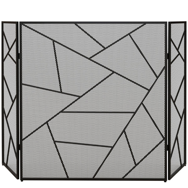 Parascintille con Antine 135x1,2x85 cm Pieghevole a 3 Pannelli Design Geometrico in Acciaio Nero acquista