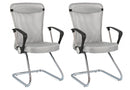 Set 2 Poltrone Con Braccioli 57,5x59x47,51 cm Kingston in Tessuto Grigio