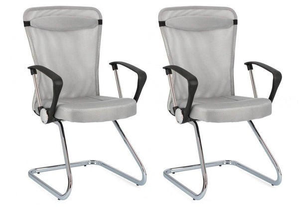 Set 2 Poltrone Con Braccioli 57,5x59x47,51 cm Kingston in Tessuto Grigio acquista