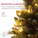 Mini Albero di Natale Ø35x60 cm con Luci Incorporate 86 Rami Pigne e Bacche Rosse Base in Cemento Verde      