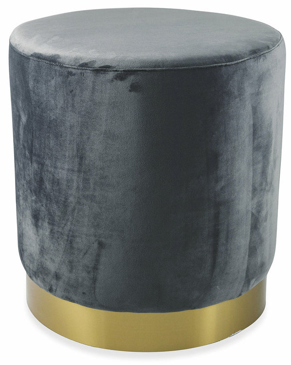 sconto Pouf Repose-pieds Ø47x50 cm en Velours Soriani Gris Foncé