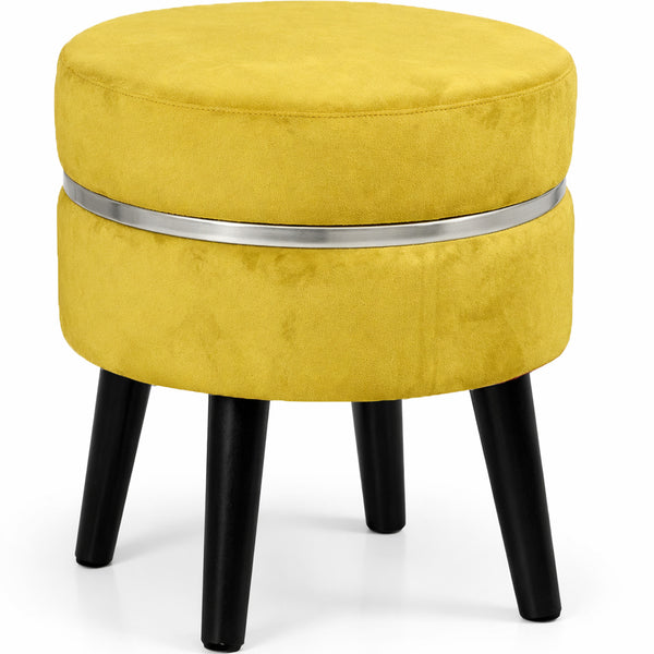 Pouf Sgabello Ø35x40,5 cm Design Moderno Poggiapiedi con Rivestimento in Velluto Mostarda prezzo