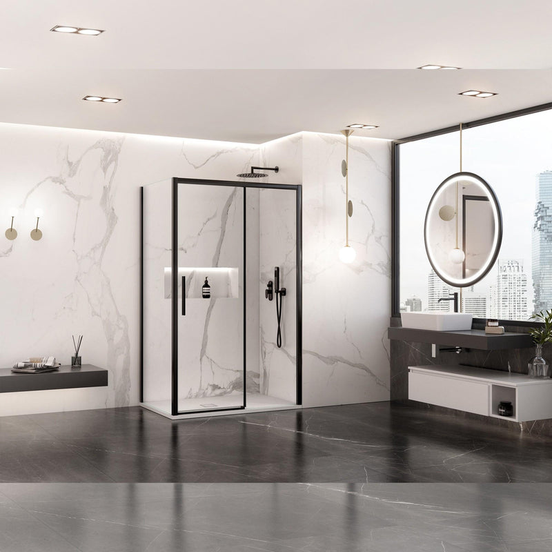 Box Doccia Angolare 80x130 cm 1 Anta Scorrevole in Cristallo Trasparente 6mm H195 Bonussi Eliane