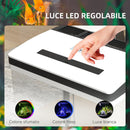Acquario 28L a Illuminazione LED 38x26x38 cm con Fori di Ventilazione e Pompa in Vetro e ABS Bianco  