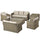 Ensemble Salon de Jardin 2 Canapés 2 Fauteuils Table Basse et Table Conteneur en Rotin Beige