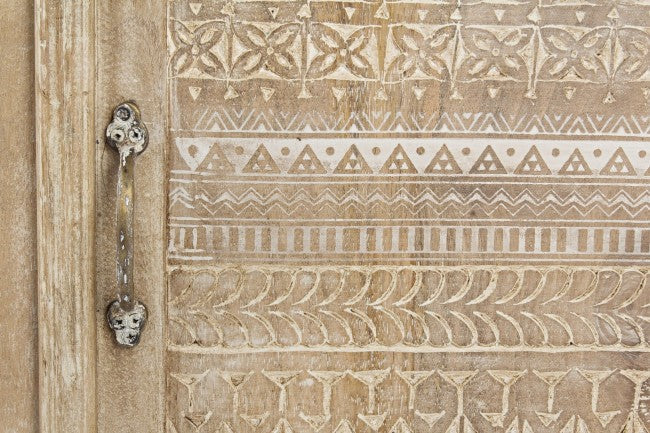 Comodino 1 Anta 1 Cassetto con Vetrora in Legno