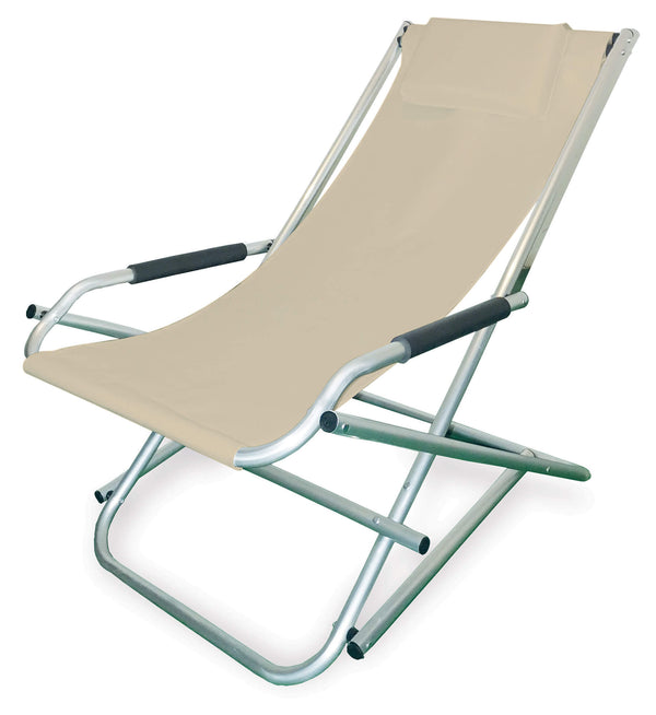 prezzo Fauteuil inclinable pliant en aluminium beige