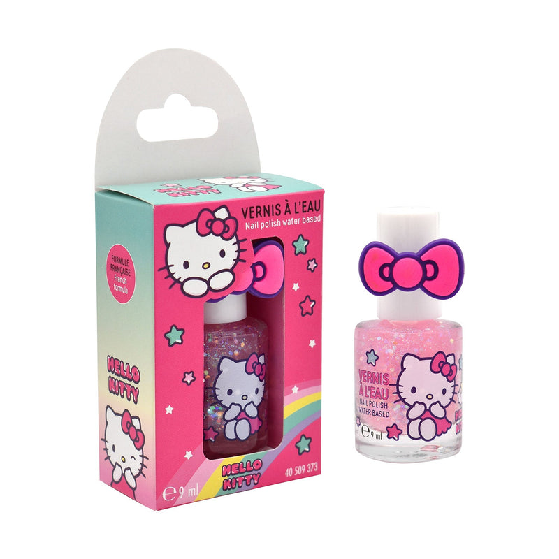 Set 18 Smalti Hello Kitty con Anello per Bambini a Base Acqua 9 ml Rosa Chiaro