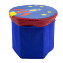 Contenitore scatola portagiochi 23x26x28 cm con coperchi leone gufo bimba razzo Blu