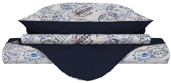 Housse de couette avec taies d'oreiller imprimées en microfibre Travel Life Différentes tailles online