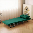 Poltrona Letto Reclinabile Chaise Lounge con Seduta Imbottita Convertibile in Velluto a Coste Verde